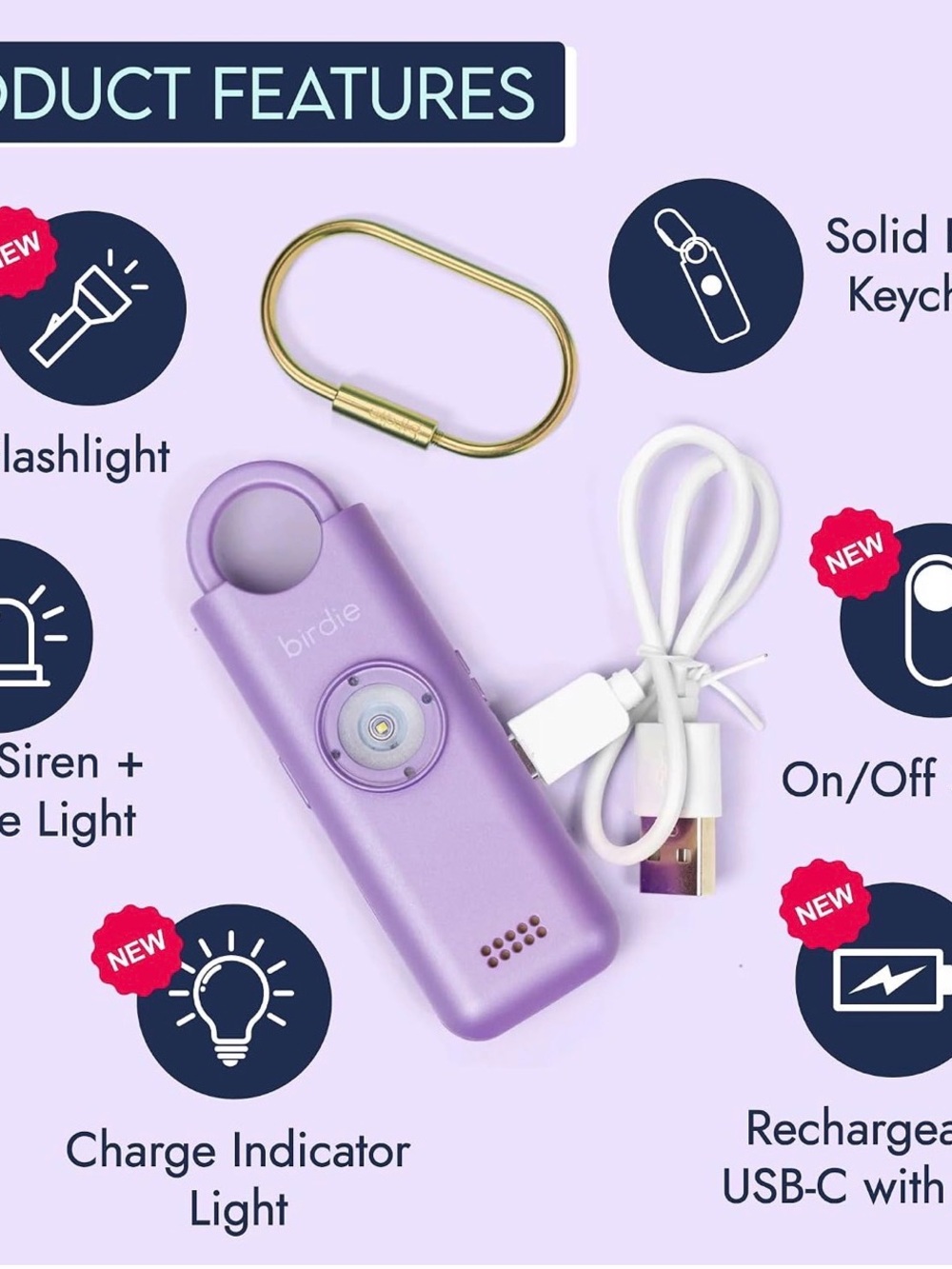 Birdies 3.0 Personal Safety Alarm in Lavender